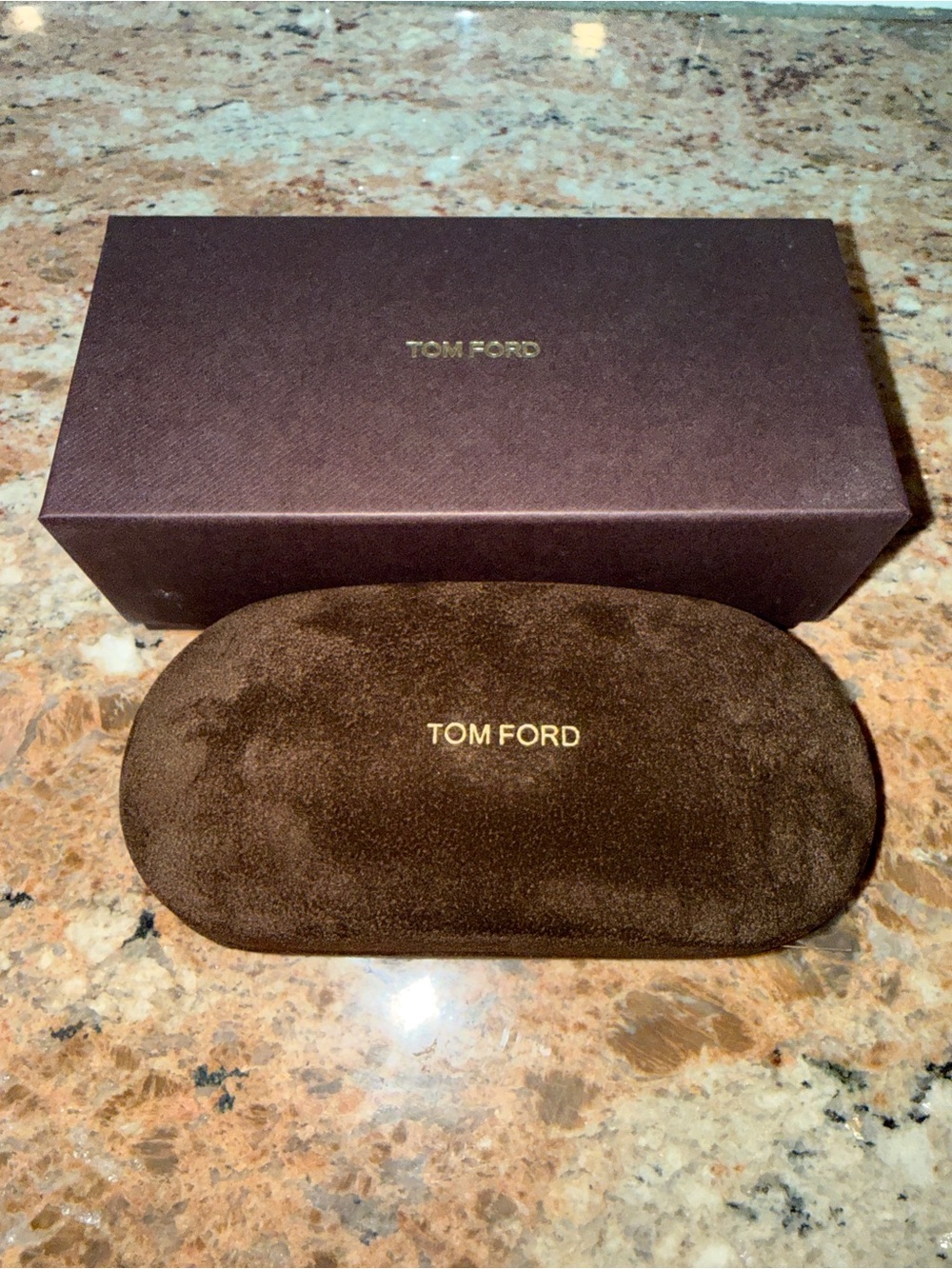 Tom Ford Brown & Gold Sunglasses Case with Box